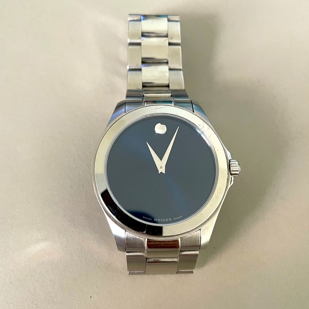 MOVADO Mens junior sport stainless steel quartz watch (blue face)